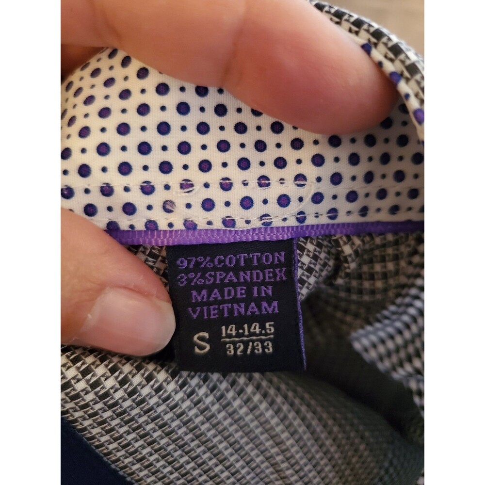 Michelsons of London Wrinkle Free Stretch Gingham Dress Shirt S 14-14.5 32/33 - Picture 14 of 16